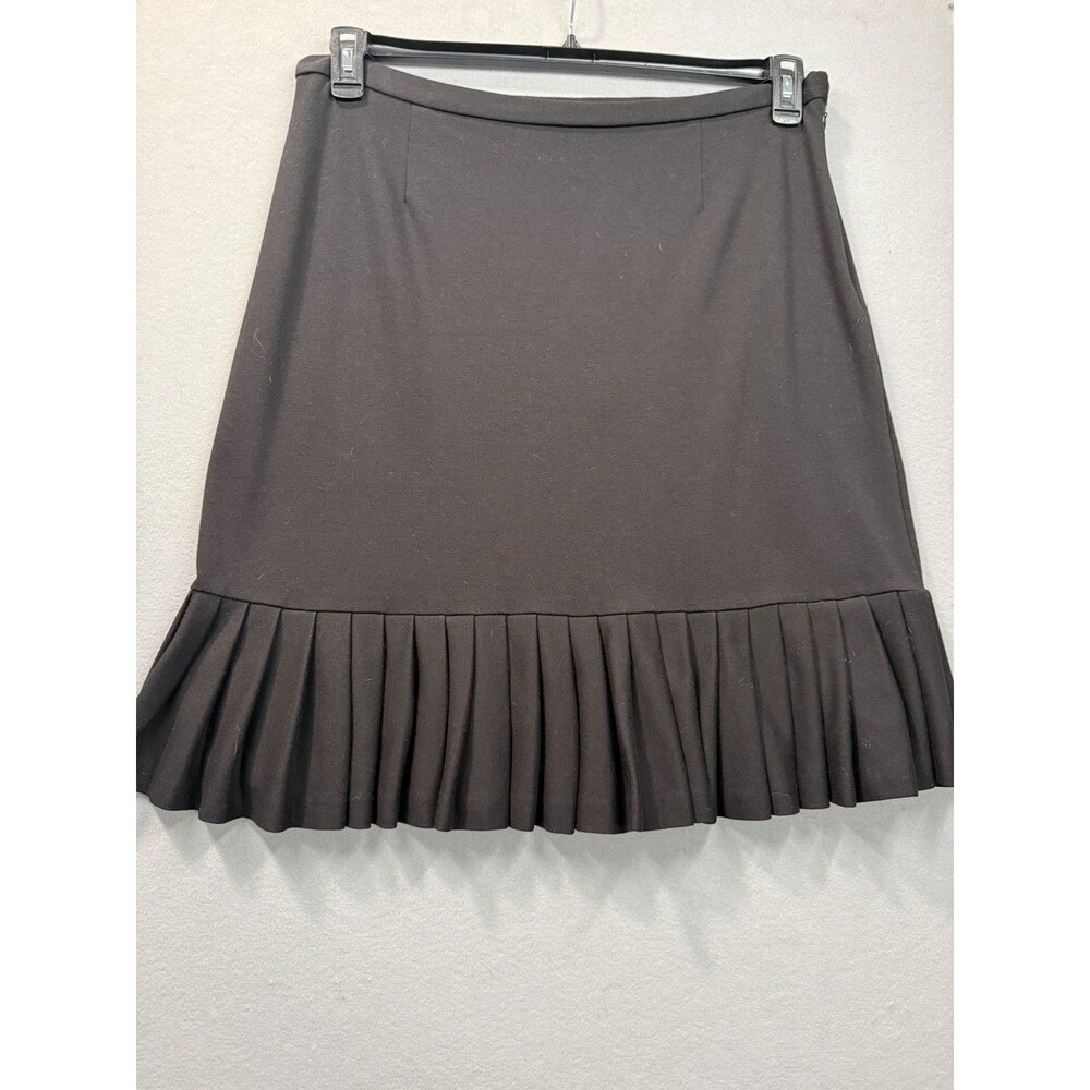 Elementz Womens Black Pleated Hem Skirt Size XL Stretch Knee Length Side Zip